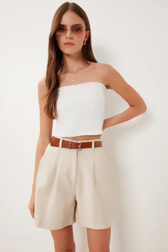 ISTANBUL High Waist Belted Wide Leg Shorts
