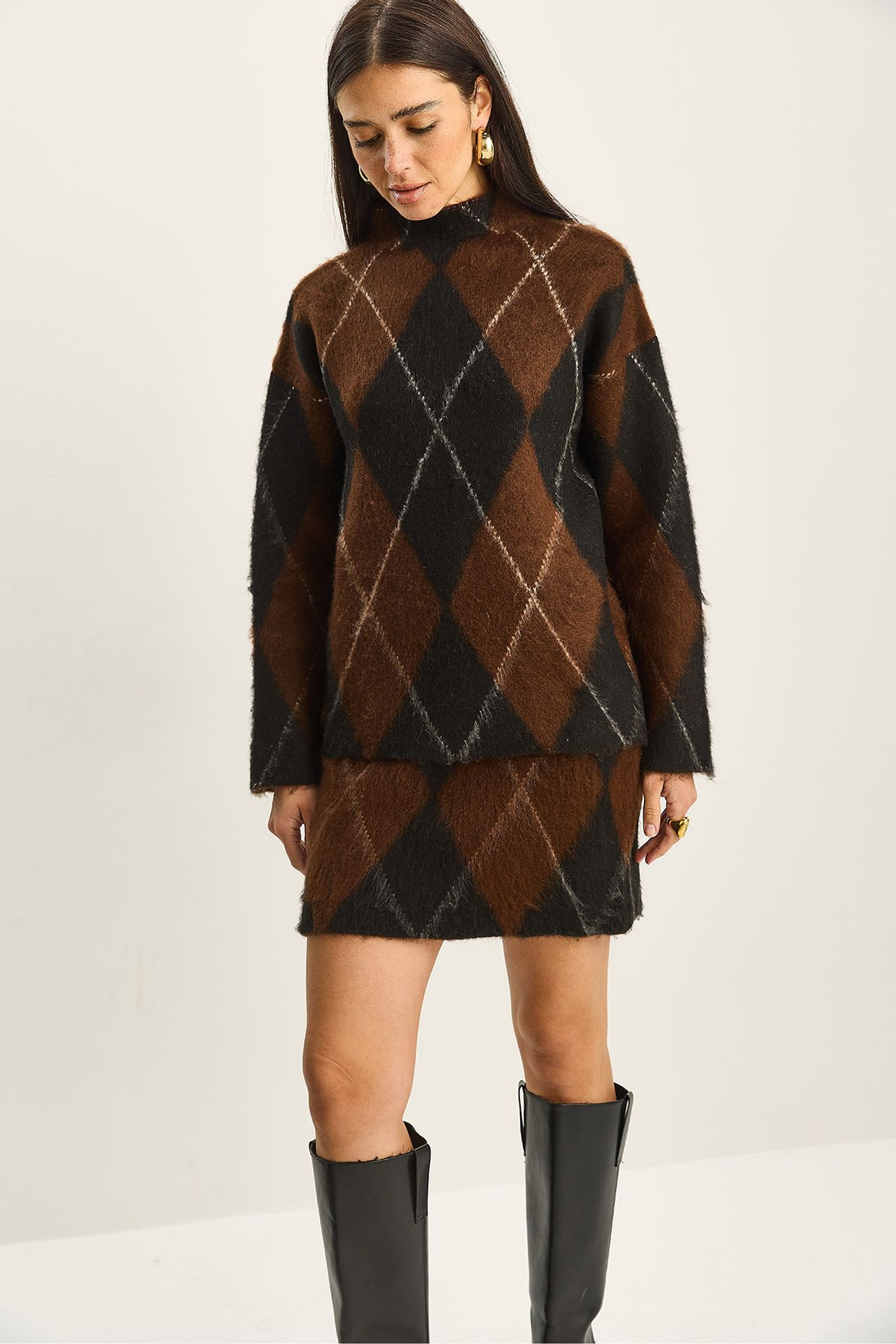 LUCCI Plaid Knitwear Two-Piece Set 6