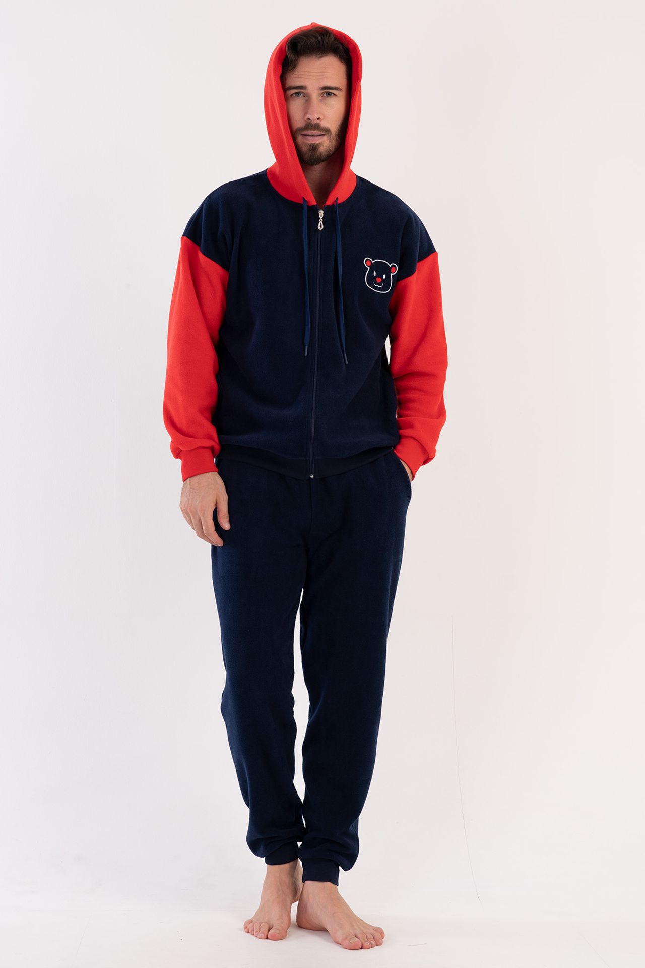 YAKE Kapüşonlu İki Parçalı Pijama Takımı 1