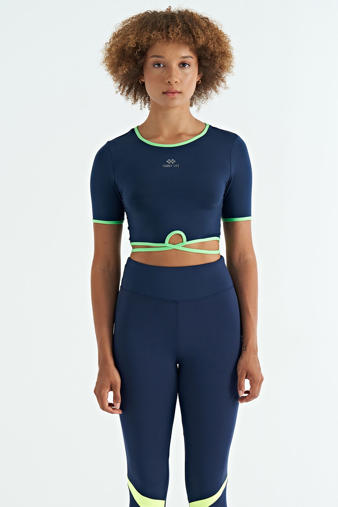 TOMMY Elastic Crop T-Shirt with Crew Neck 2
