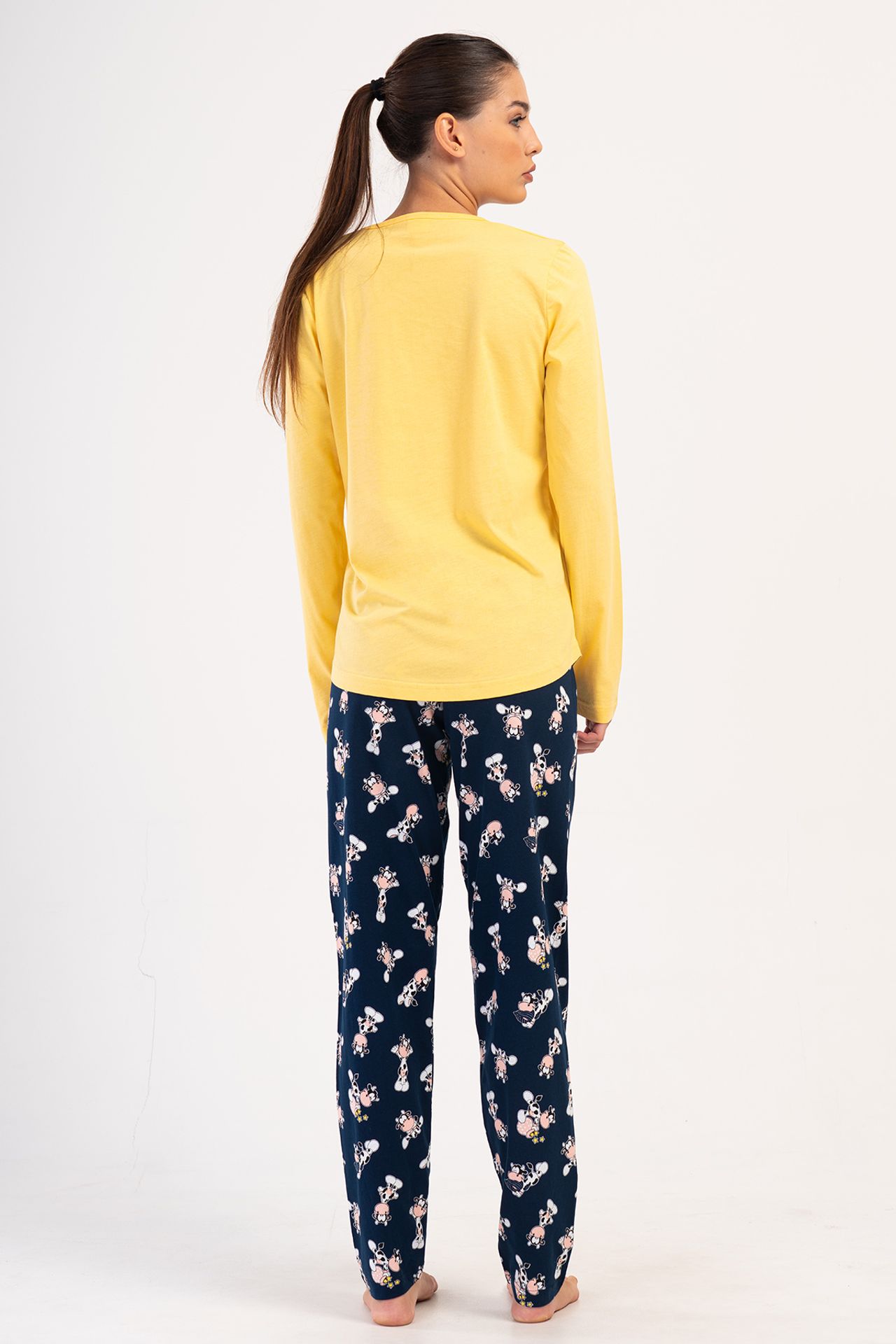 YAKE Bisiklet Yaka 2 Parçalı Pijama Takımı 3