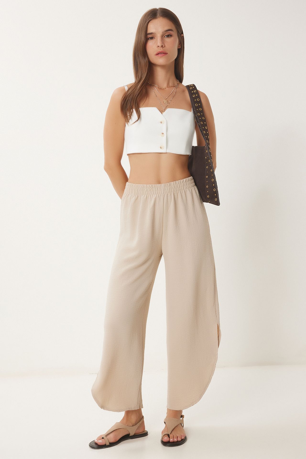 ISTANBUL Wide Leg Textured Pull-On Trousers 2