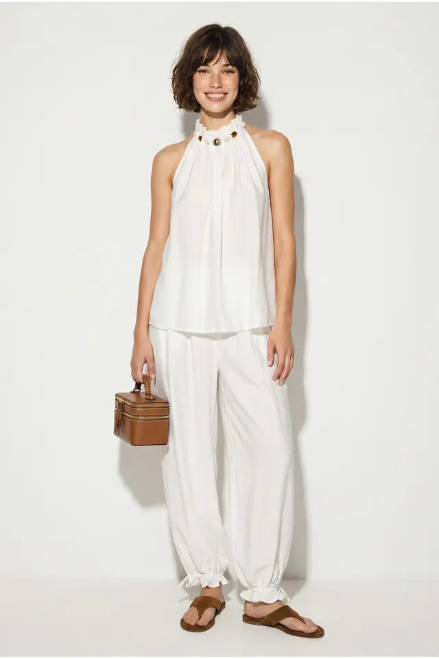 LUCCI Halter Blouse And High-Waist Pants Set