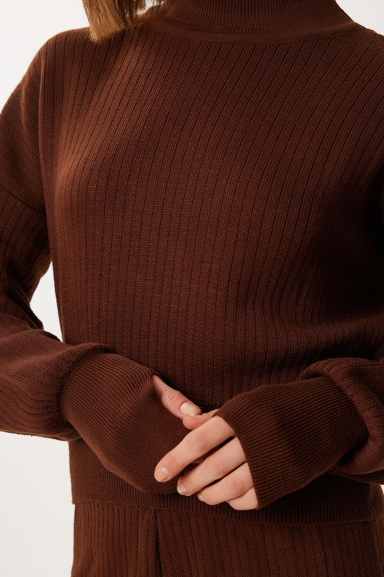 ISTANBUL Ribbed Knitwear Two-Piece Coord Set with Half Turtleneck 4