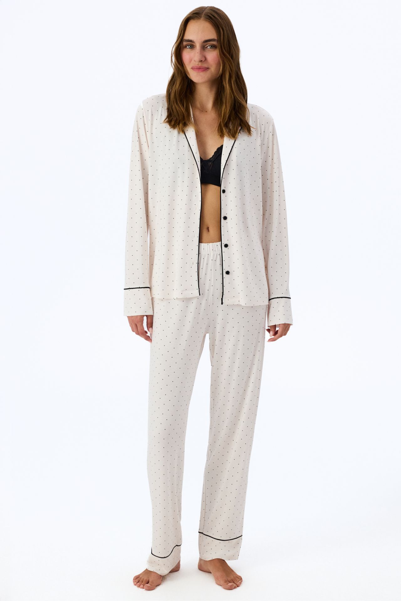 PENTI Arya Polka Dot Long Sleeve Shirt Trousers Pajama Set 4