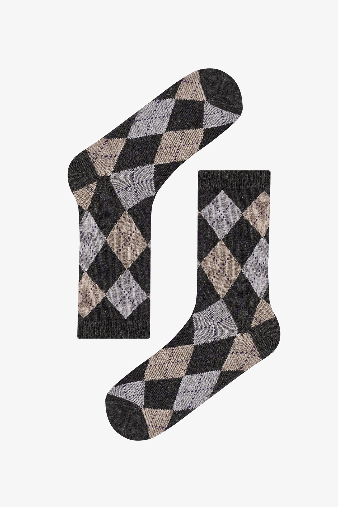 PENTI Classy Diamond Diamond Pattern Cotton Pair Crew Socks 3
