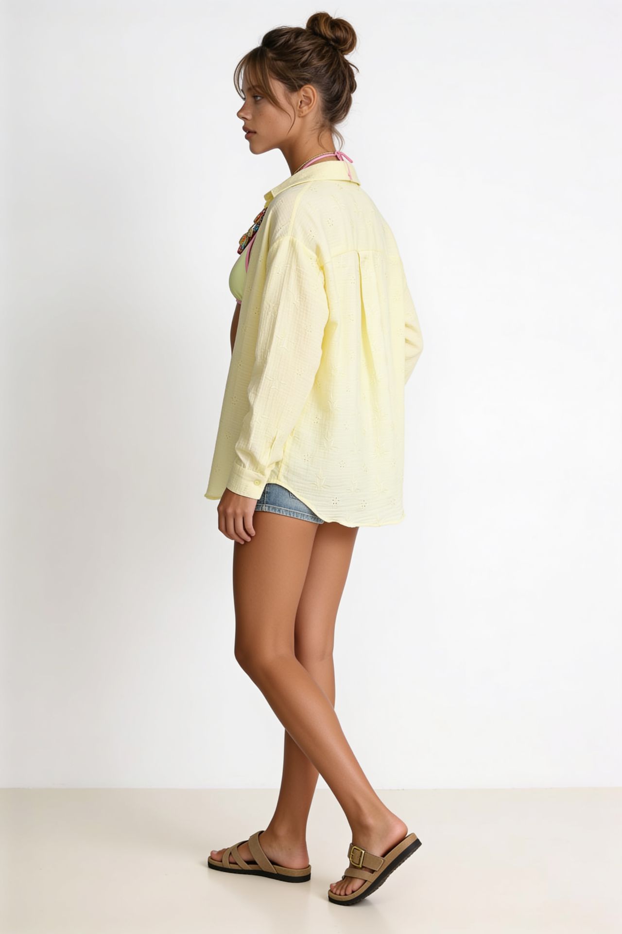 ISTANBUL Textured Embroidered Long Sleeve Shirt with Button Closure 4