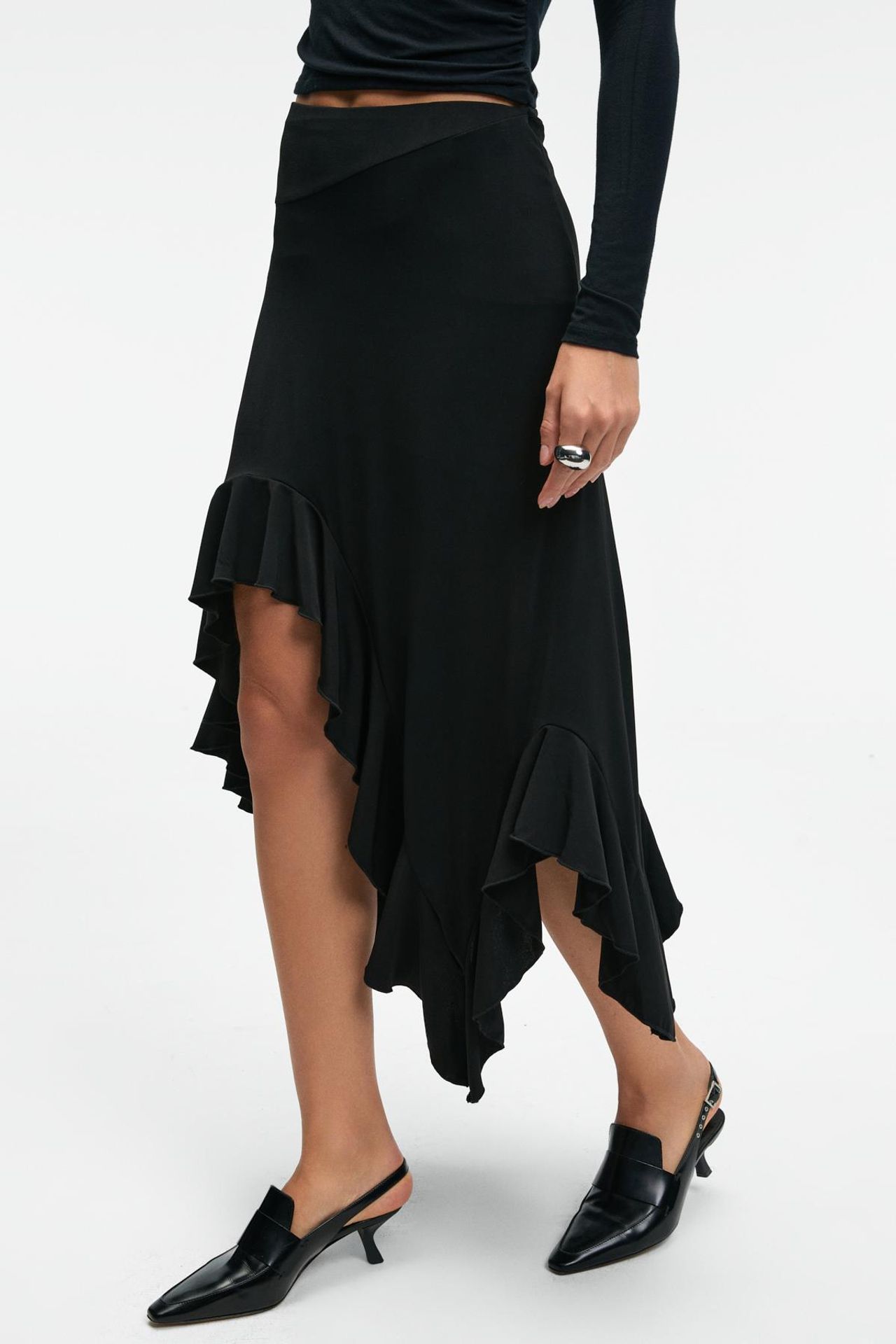 GRIMELANGE High Waist A-Line Midi Skirt 4