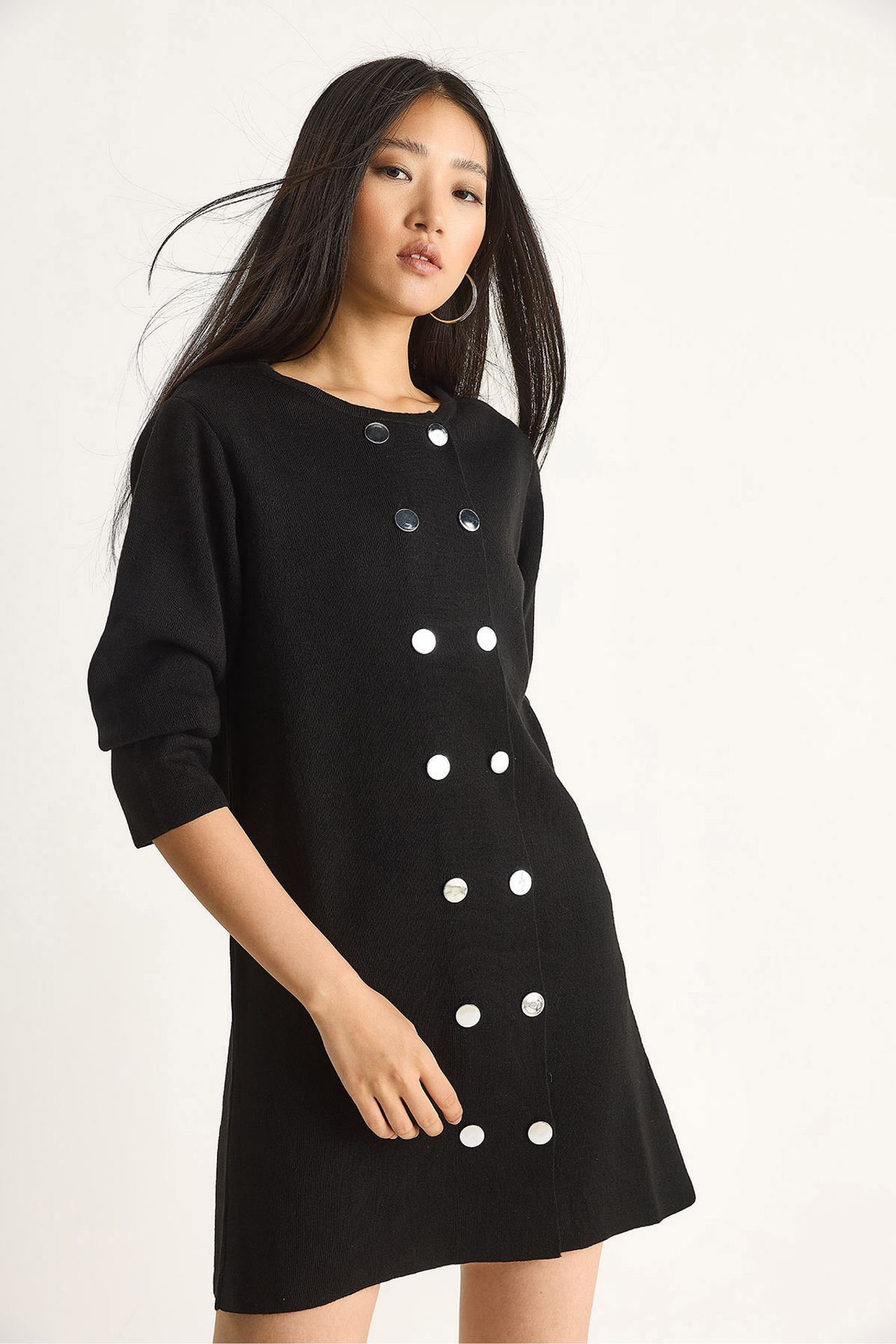 LUCCI Knit Mini Dress with Buttoned