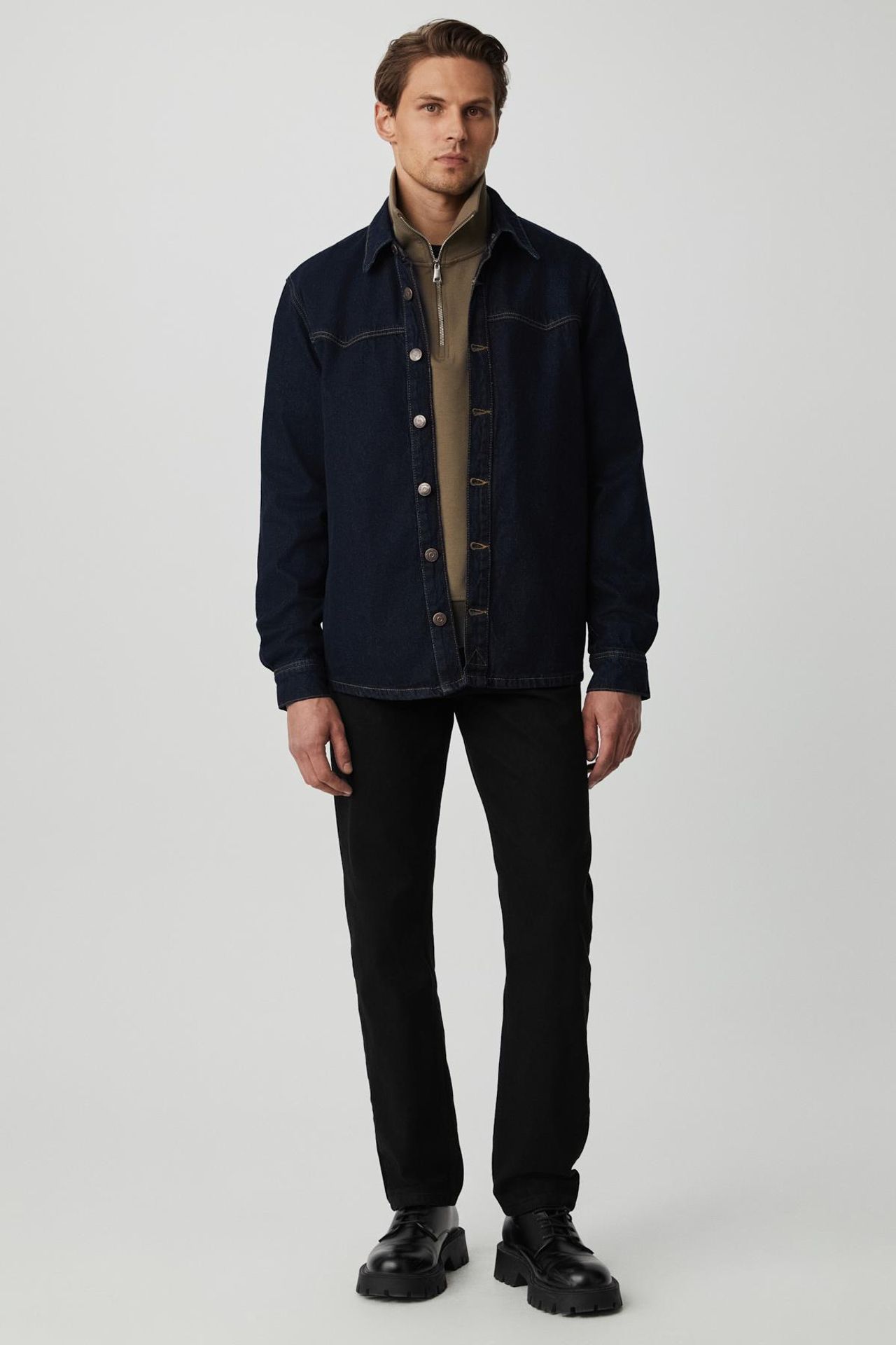 GRIMELANGE Oversize Denim Gömlek Yakalı Ceket 1