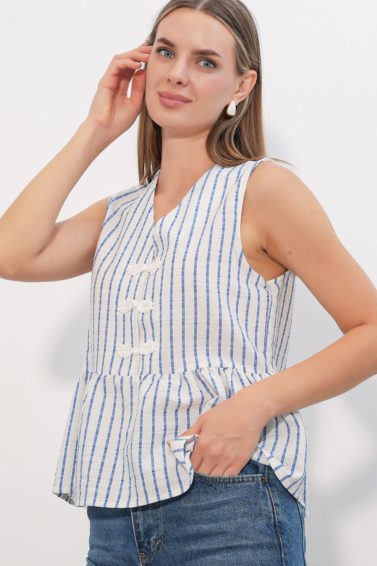 BDART Women's Striped V-Neck Blouse 3