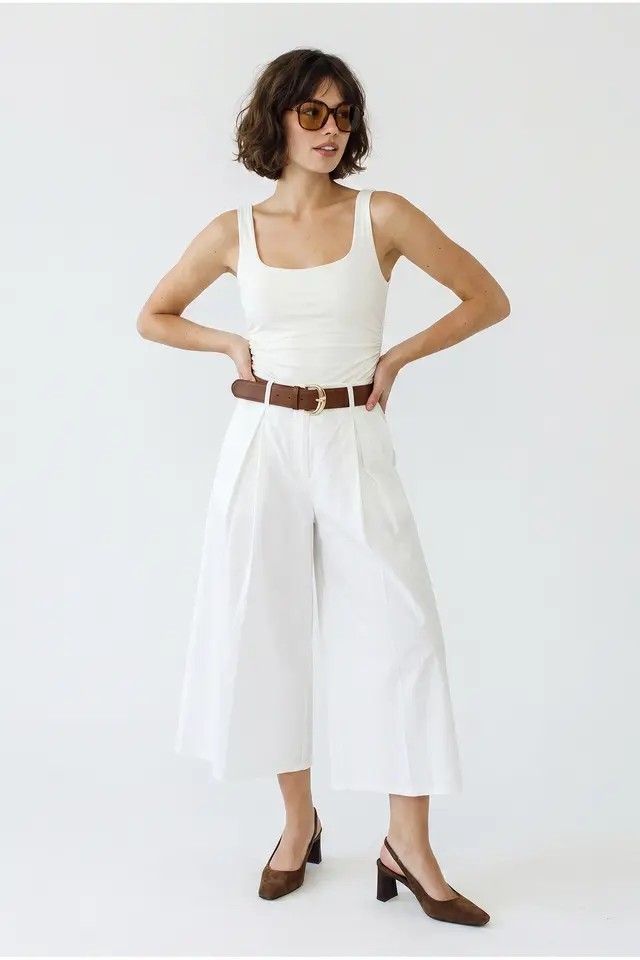 LUCCI High-waist Wide-leg Pleated Culottes
