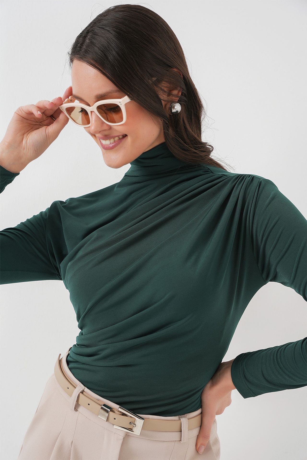 BDART Fitted Turtleneck Blouse with Drape Detail 5