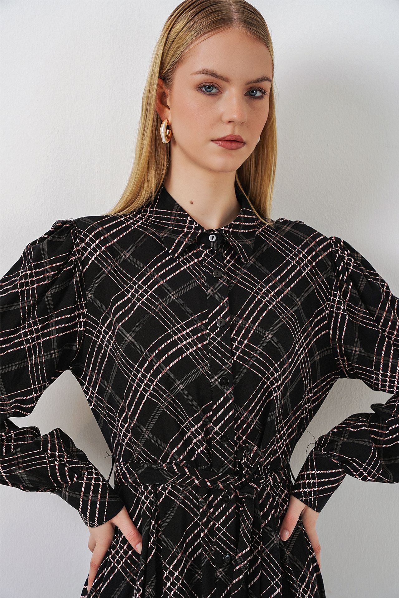 BDART Plaid Midi Shirt Dress with Button Closure 2