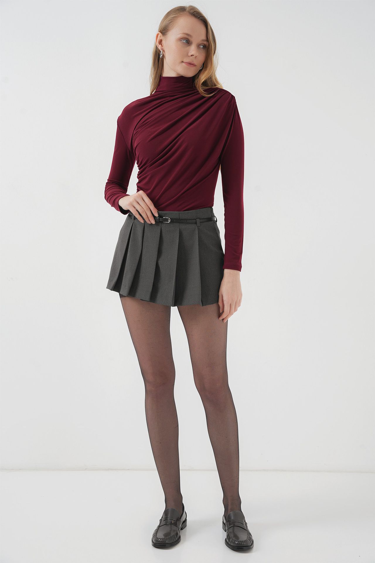 BDART Fitted Turtleneck Blouse with Drape Detail 2