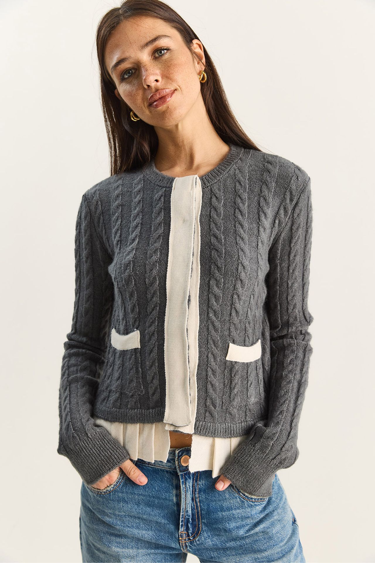 LUCCI Hair Beard Patterned Knit Cardigan 1