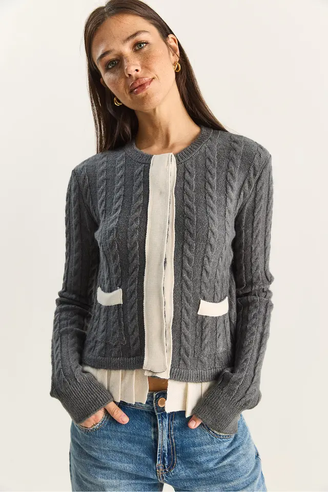 LUCCI Hair Beard Patterned Knit Cardigan