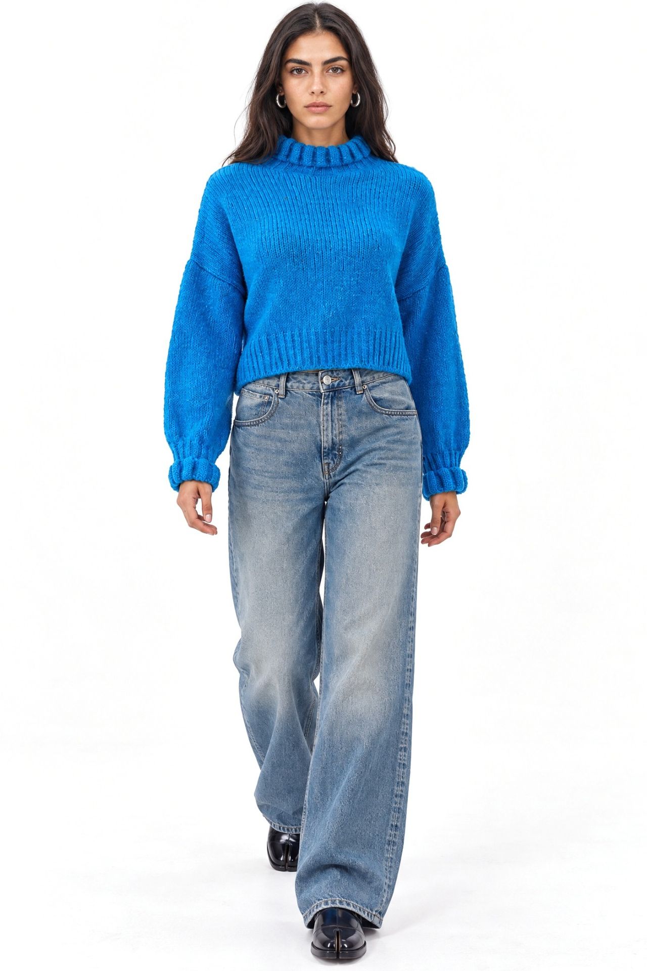 Mixray Thick Turtleneck Textured Crop Sweater 2