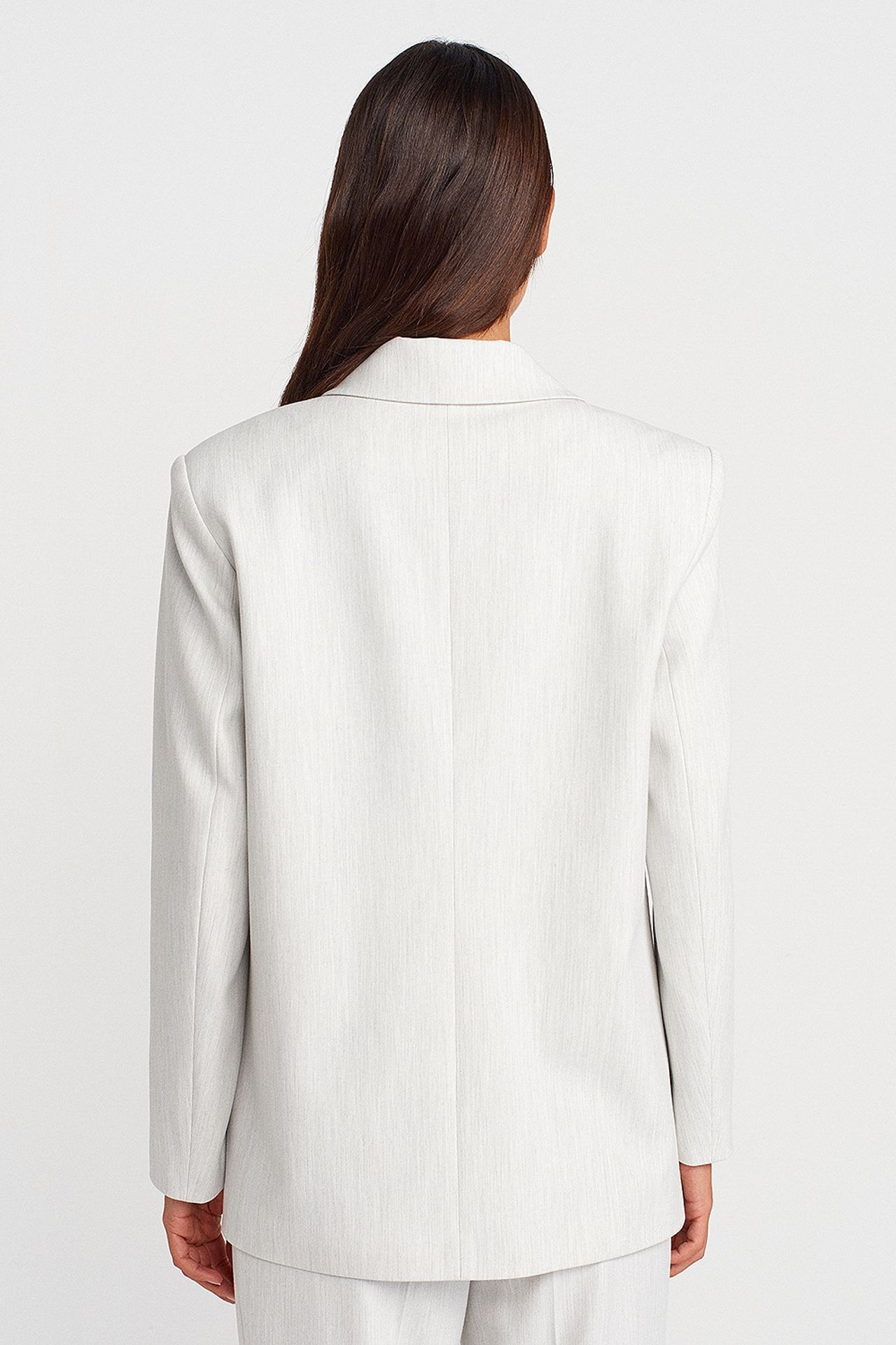 DILVIN Oversize Uzun Krep Blazer Ceket 2