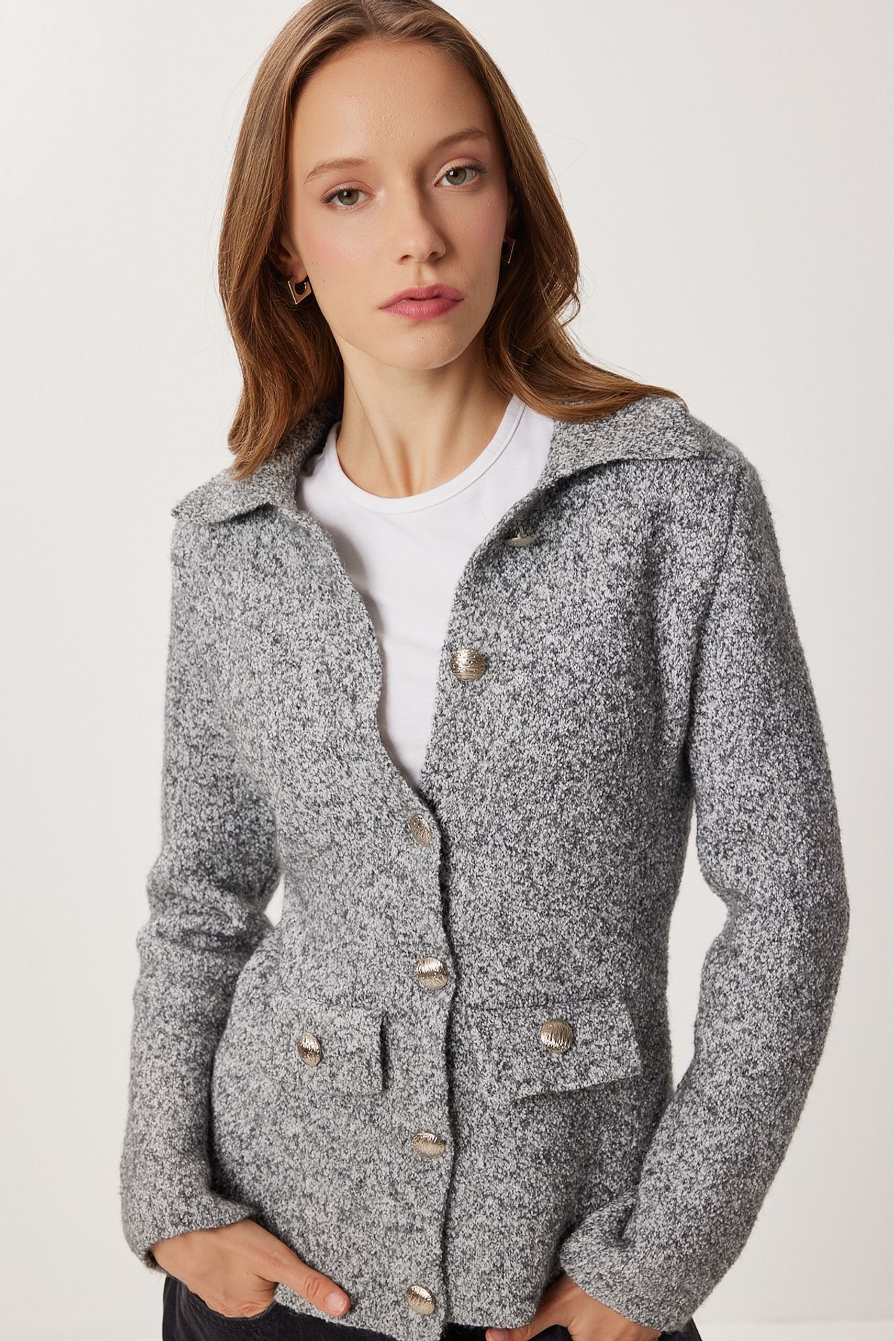 ISTANBUL Textured Button Detailed Cardigan 2
