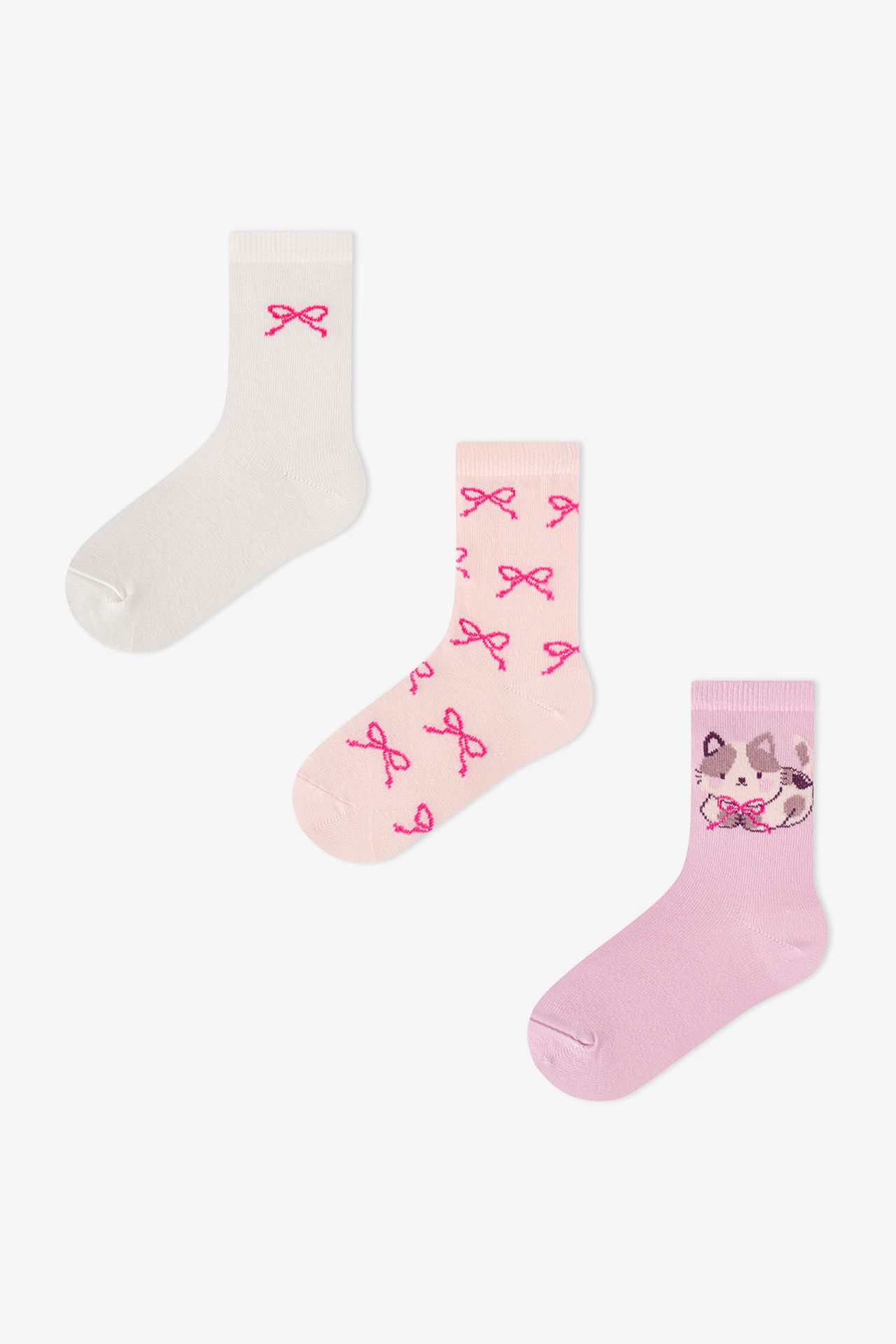 PENTI Girls' Snailmail Cuties Bow Patterned Pair Crew Socks 1