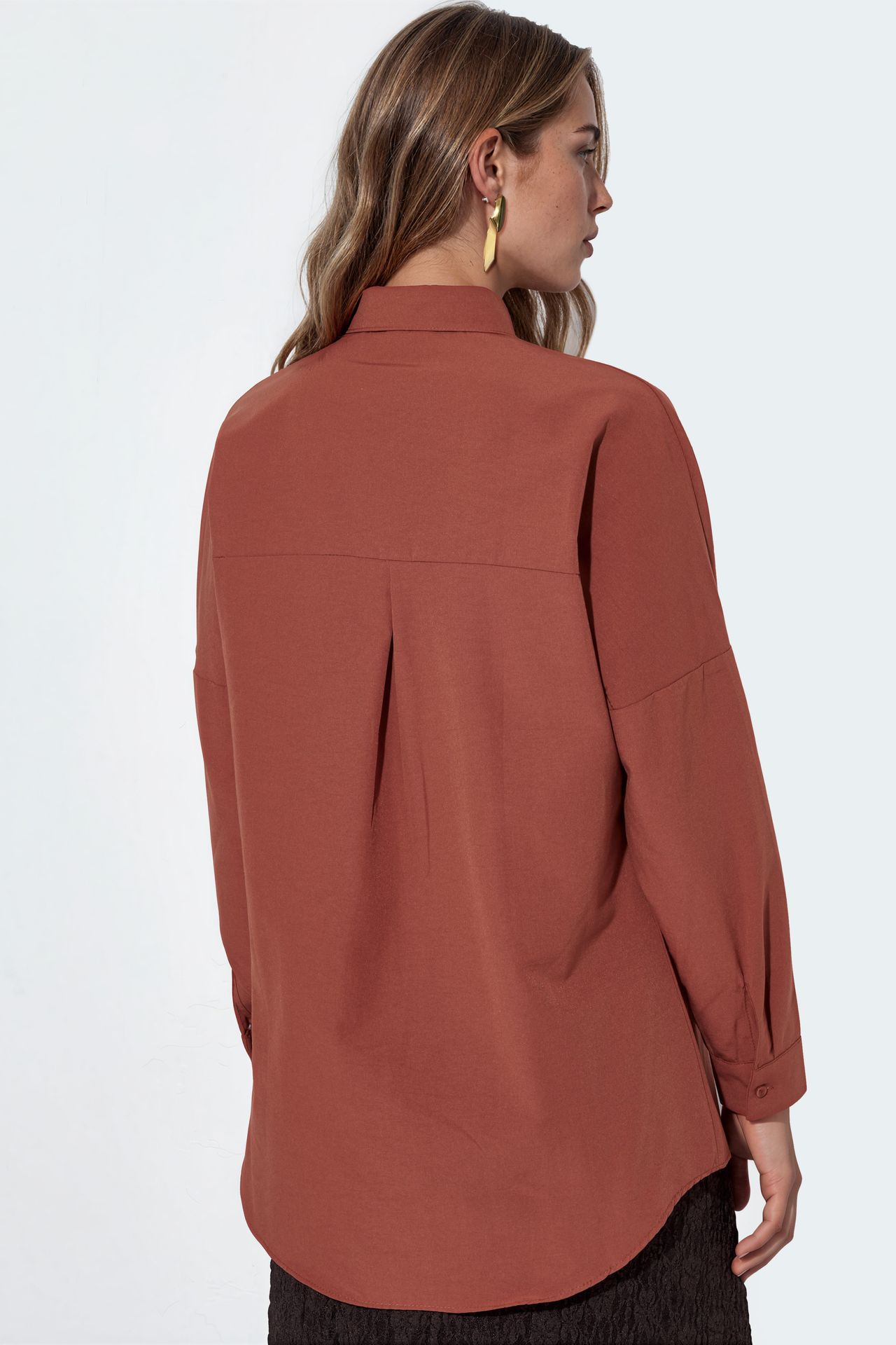 BDART Oversized Patterned Poplin Shirt With Button Closure 3