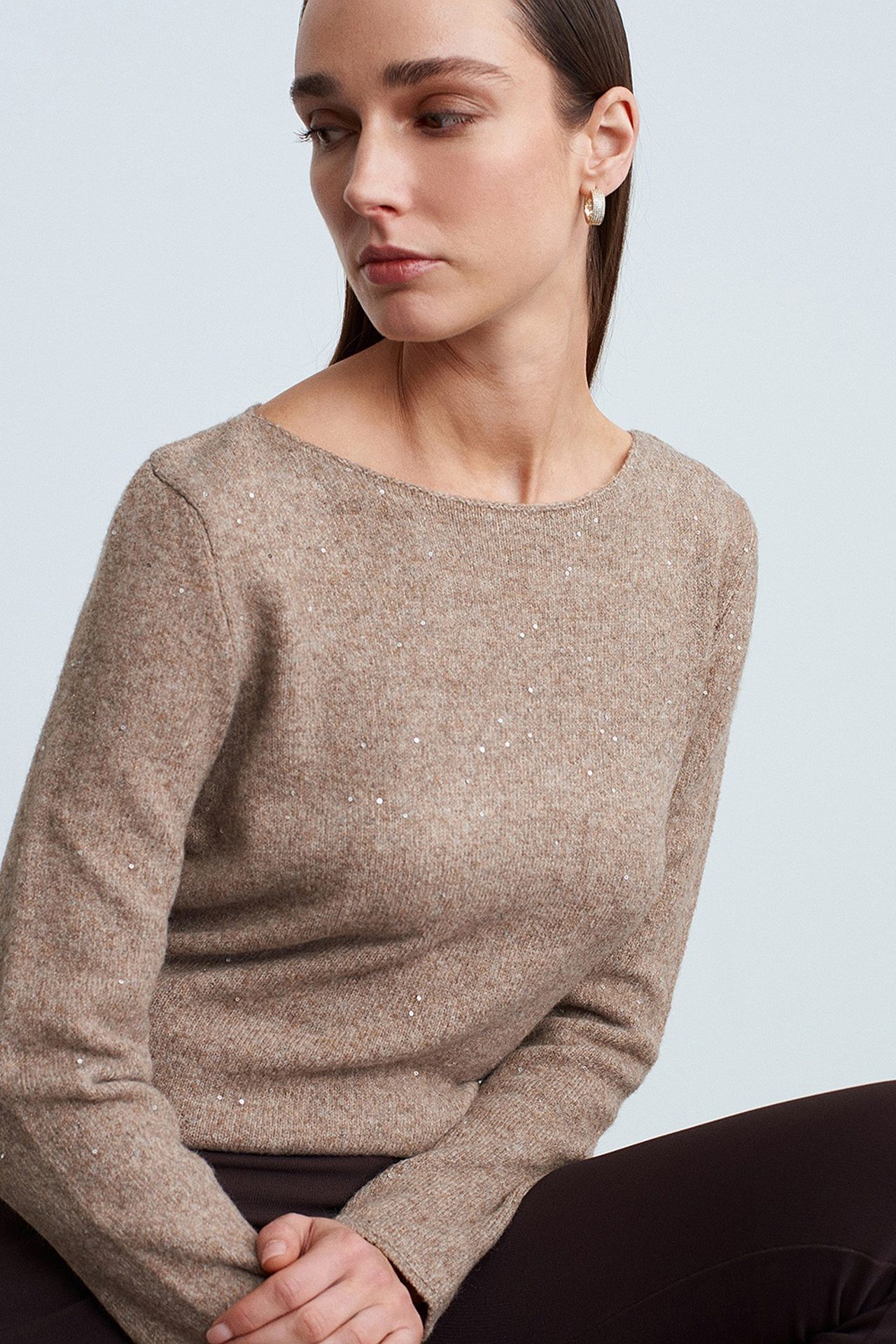DILVIN Boat Neck Sequin Knit Sweater 3