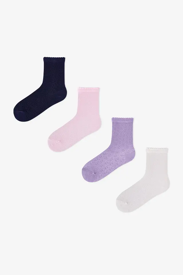 PENTI Girls' Essential Colors Cotton 2-Pack Crew Socks