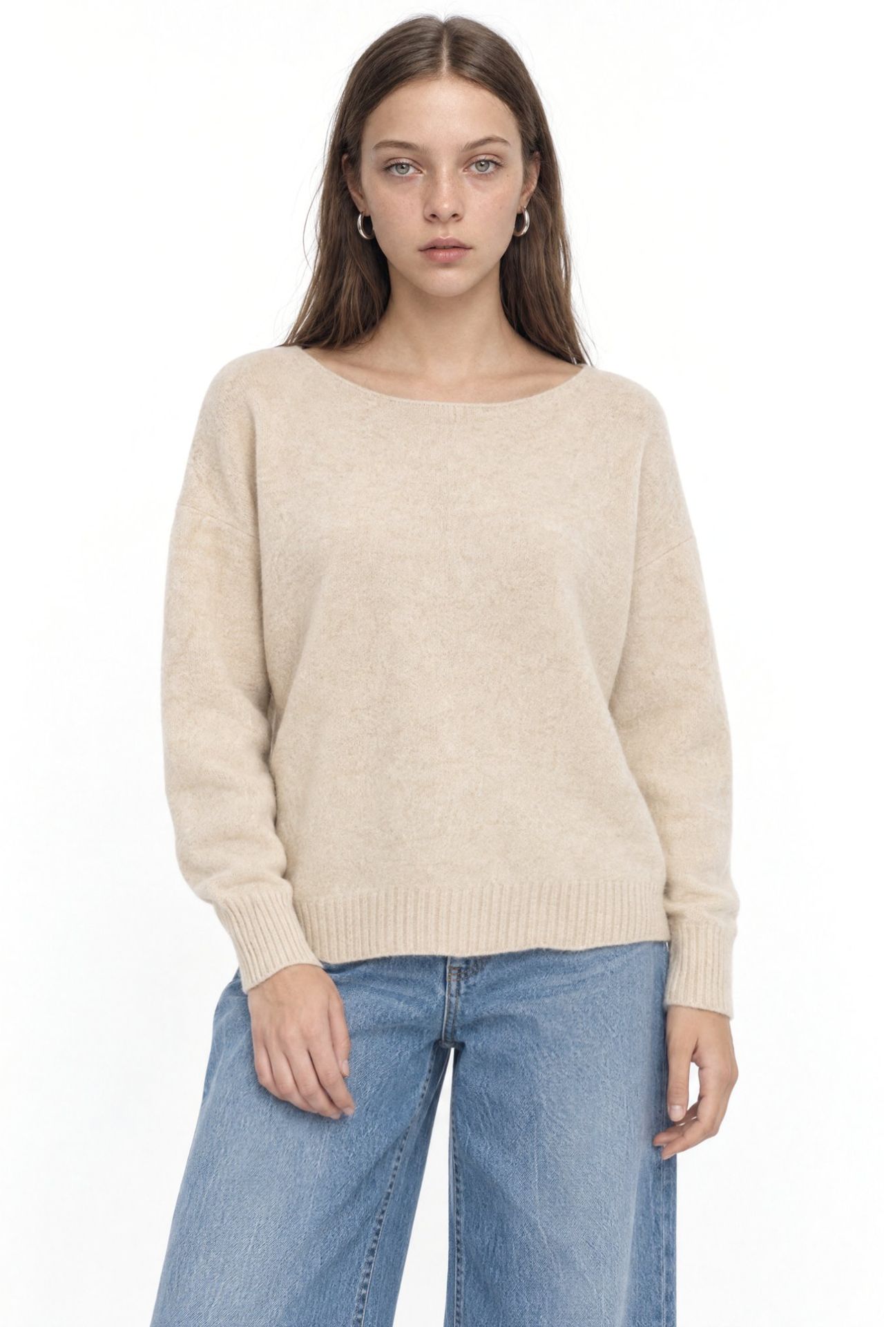 MIXRAY Oversized Boat Neck Knit Sweater 1