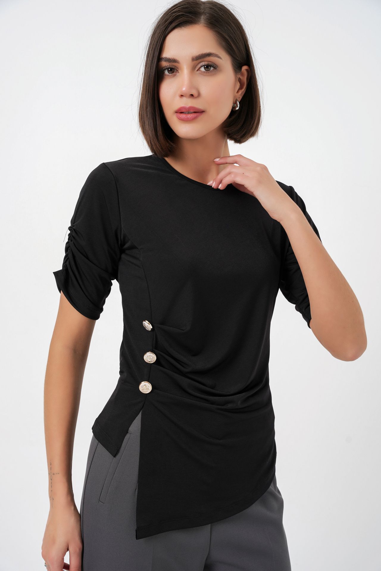 BDART Crew Neck Buttoned Blouse 3