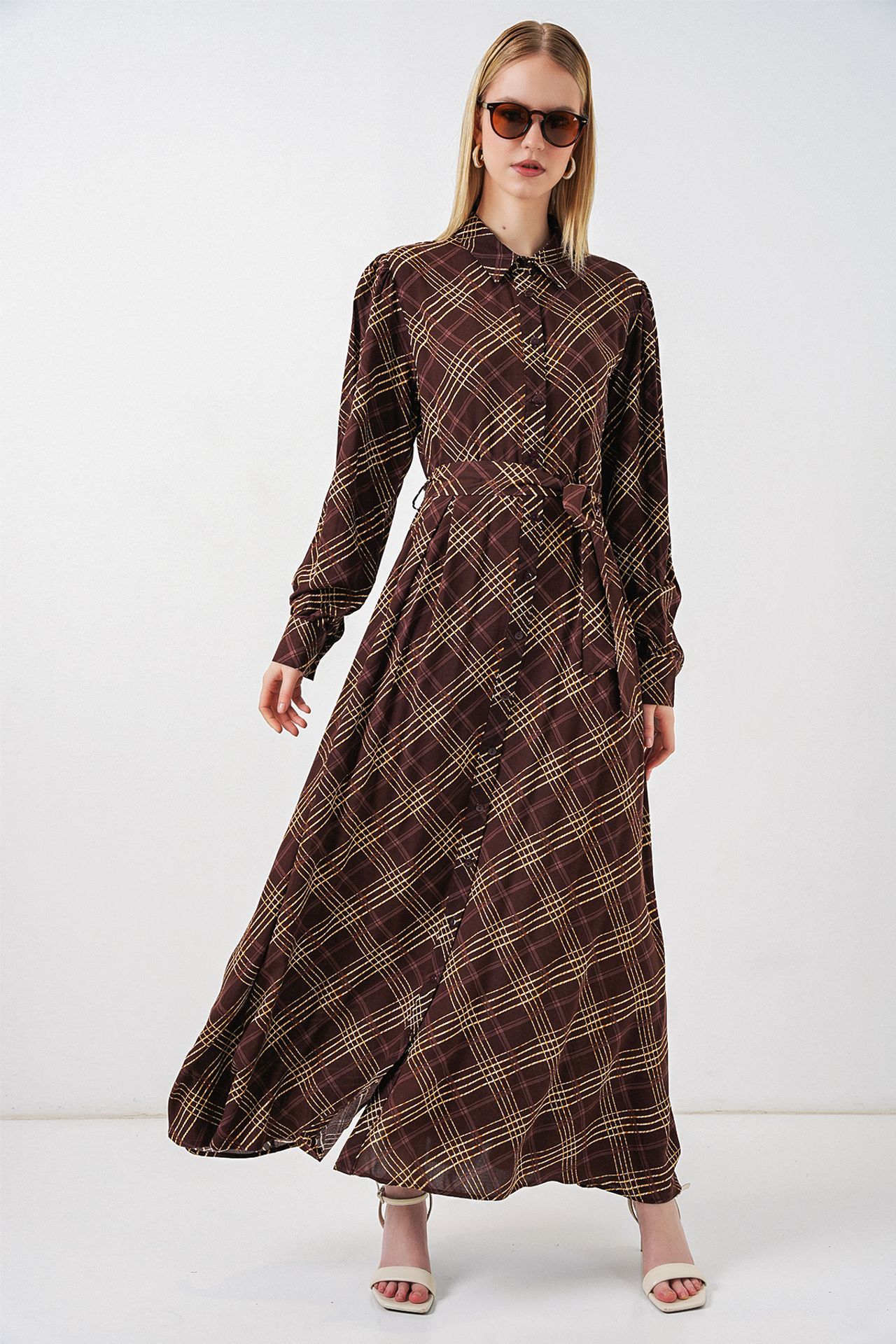 BDART Plaid Midi Shirt Dress with Button Closure 1