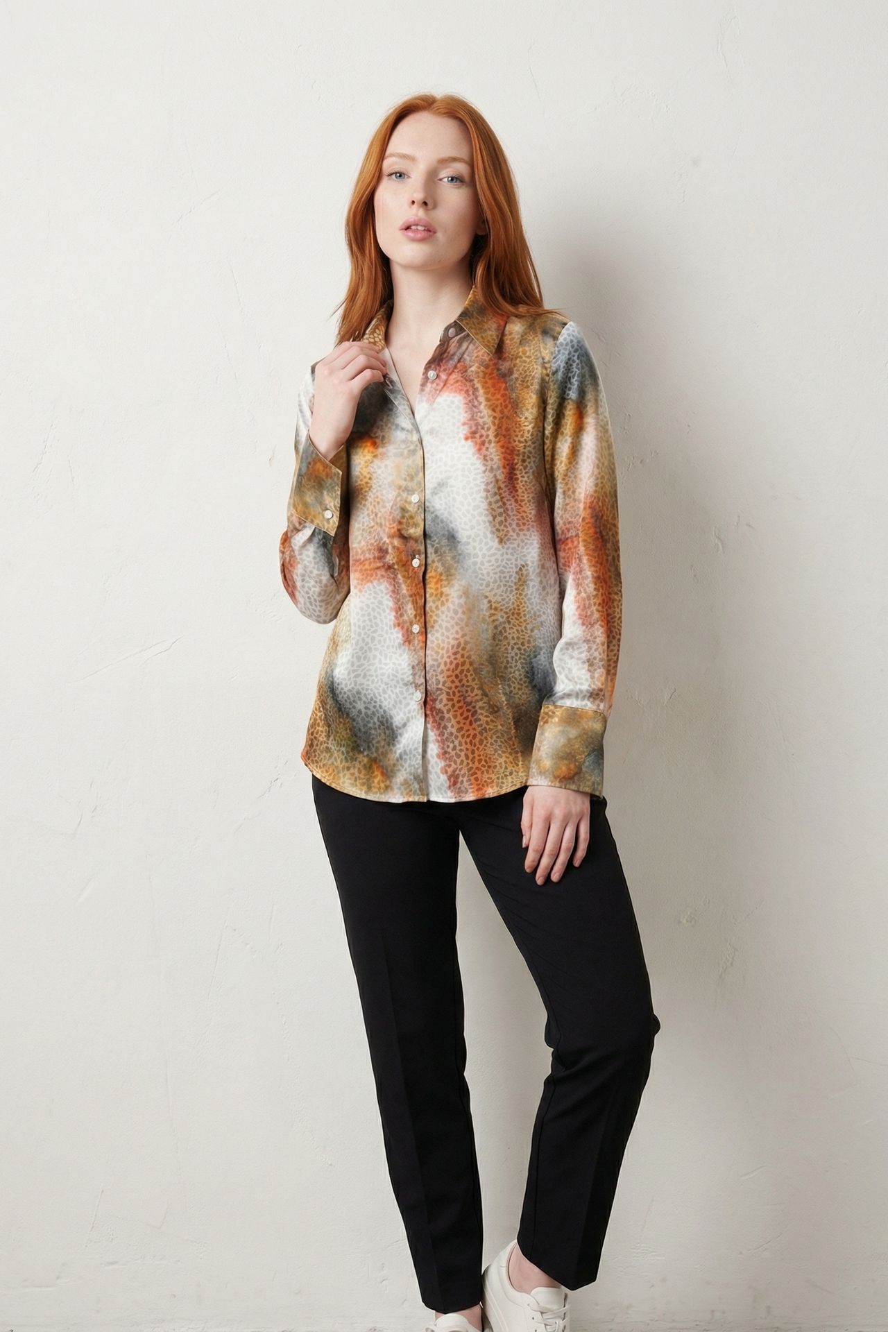 MY FASHION Abstract Print Buttoned Long Sleeve Shirt 2