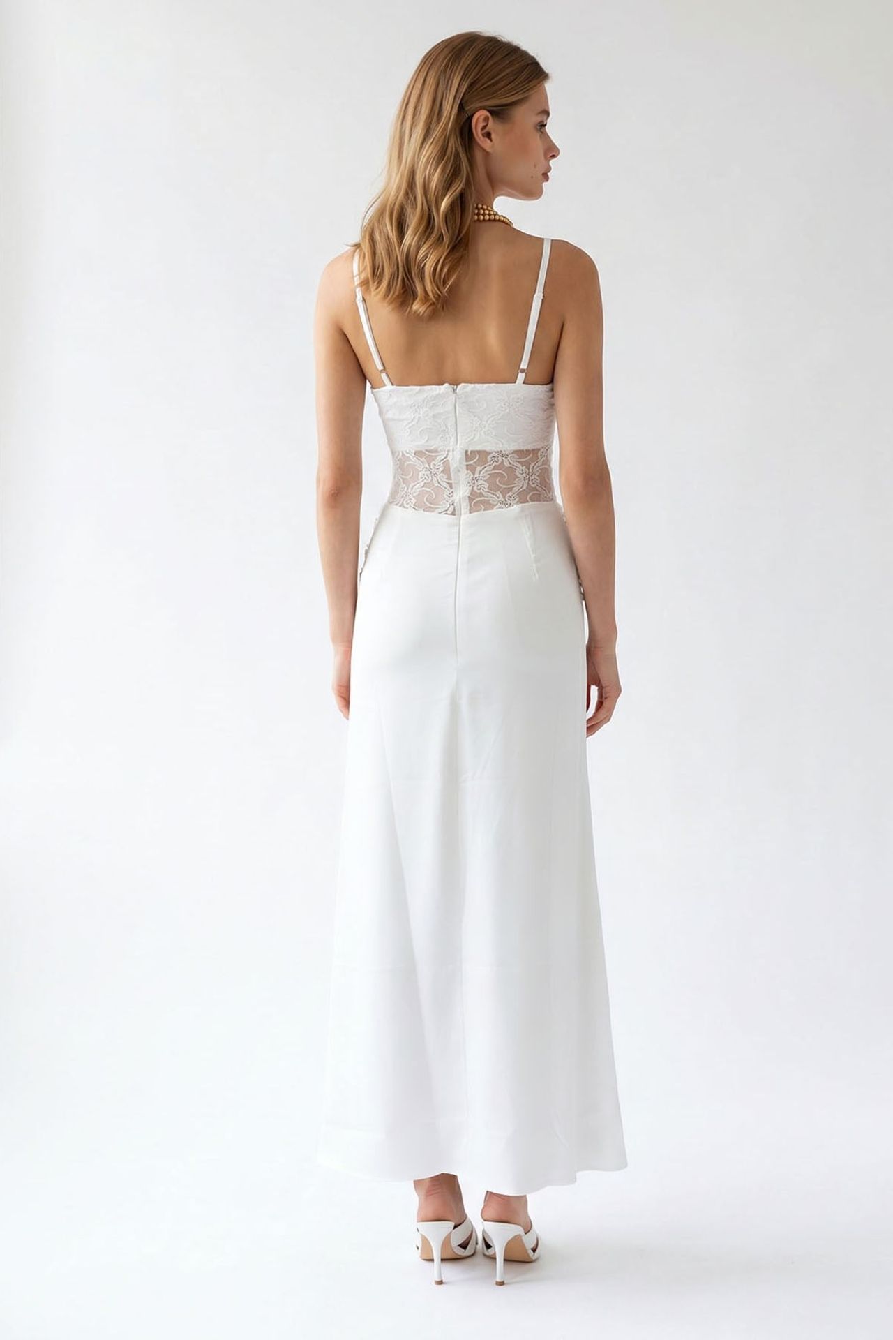 MIXRAY Sleeveless Satin Maxi Dress With Square Neckline 4