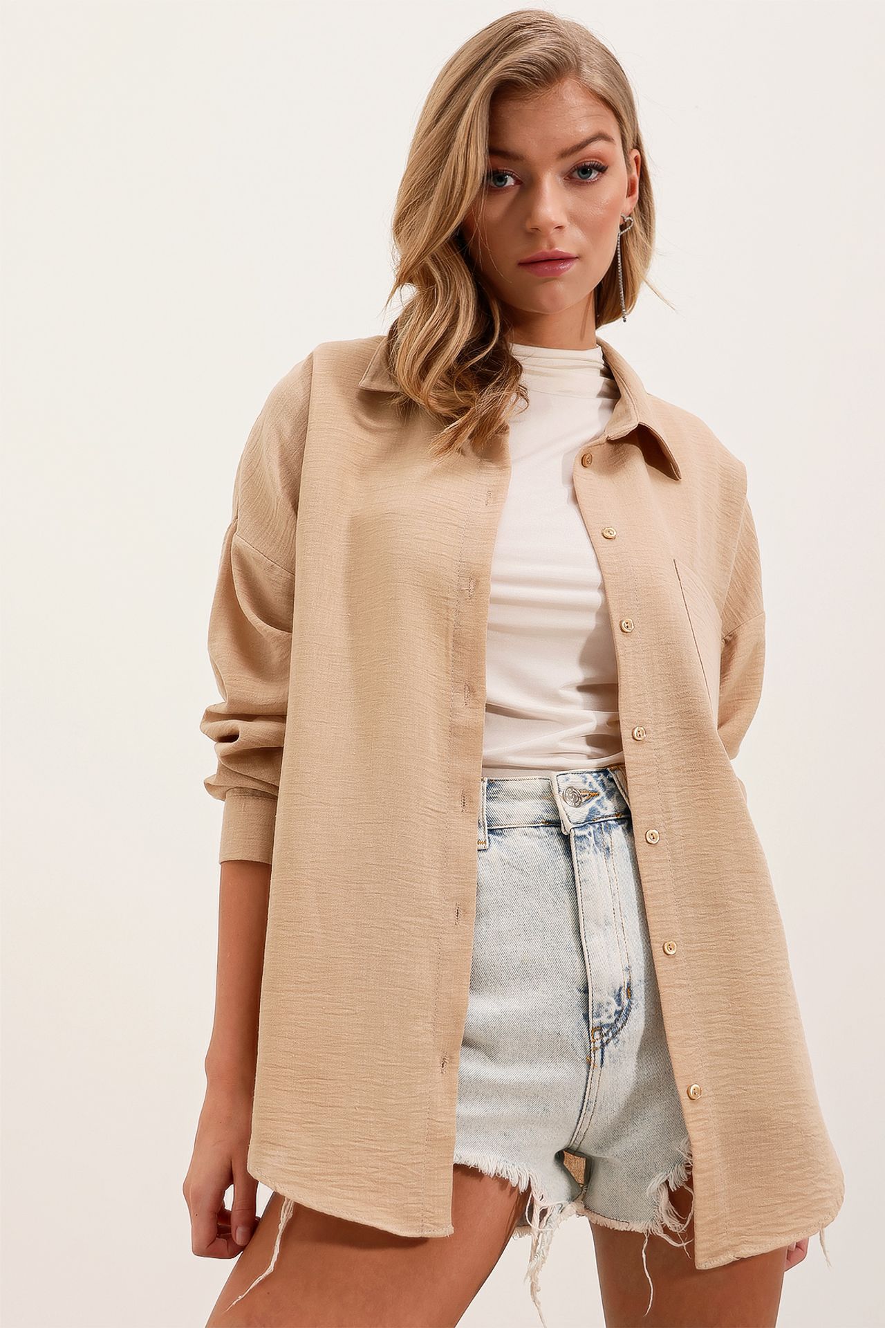 BDART Linen Blended Shirt with Button Closure