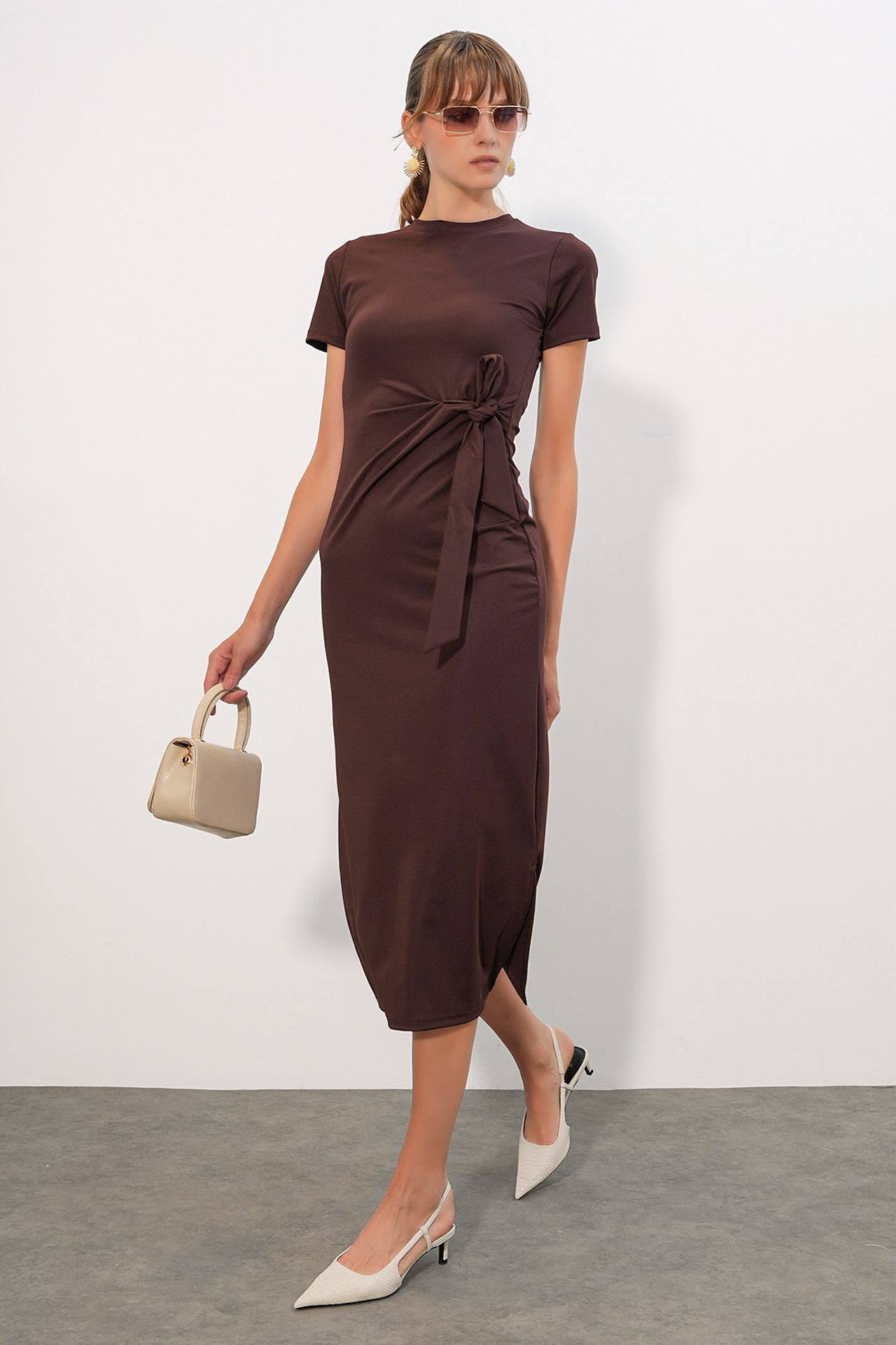 BDART Fitted Midi Jersey Dress With Tie Detail 1