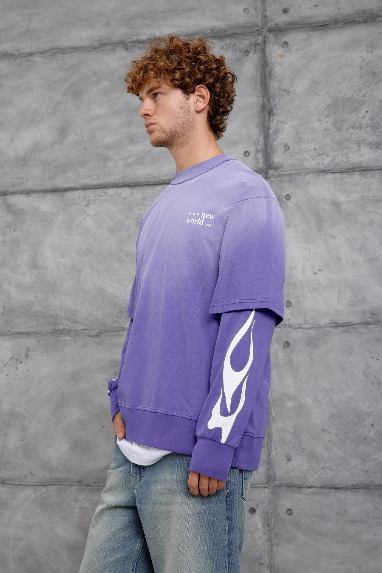 NOMARC Baskılı Geniş Kesim Bisiklet Yaka Sweatshirt 2