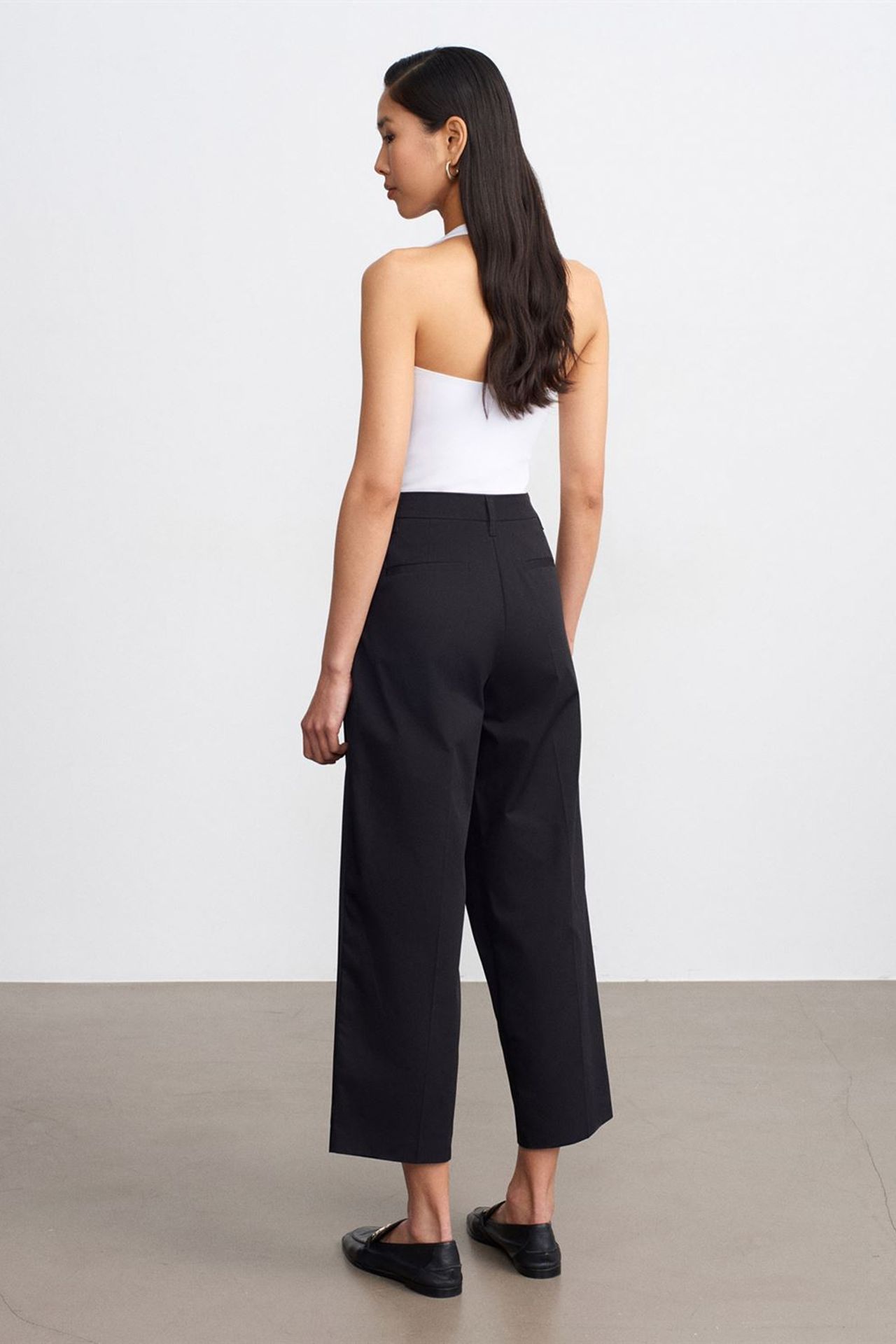 DILVIN High-Waist Wide-Leg Cotton Poplin Trousers 2