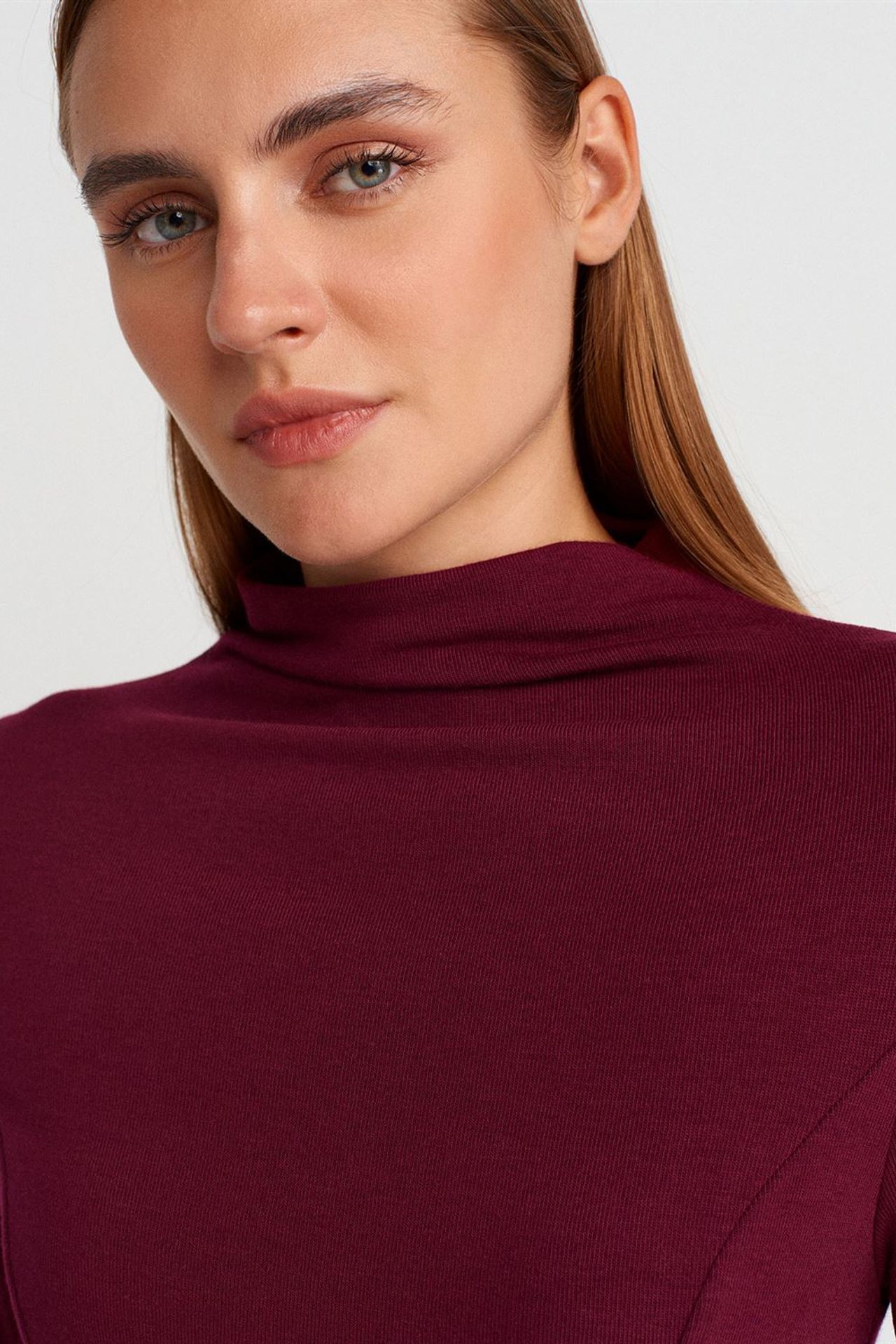 DILVIN Dar Kesim Yarım Balıkçı Yaka Peplum Bluz 3