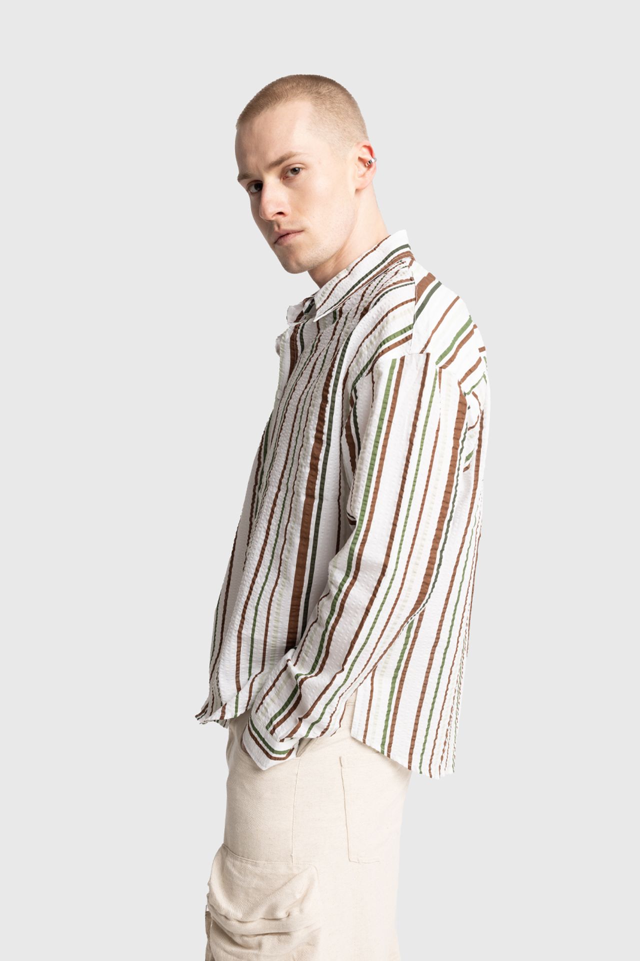 GIESTO Relaxed Fit Striped Cotton Shirt 4