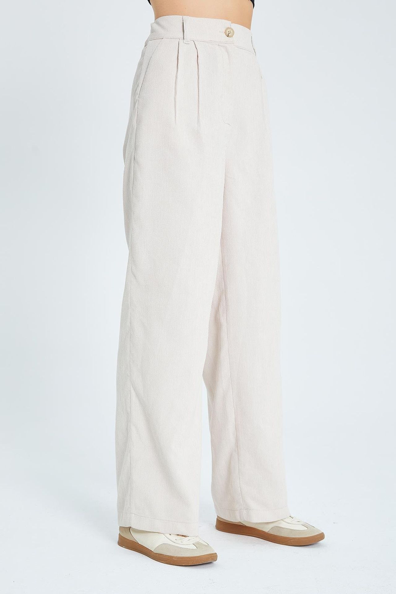 Mixray High-Waist Straight-Leg Velvet Trousers 4