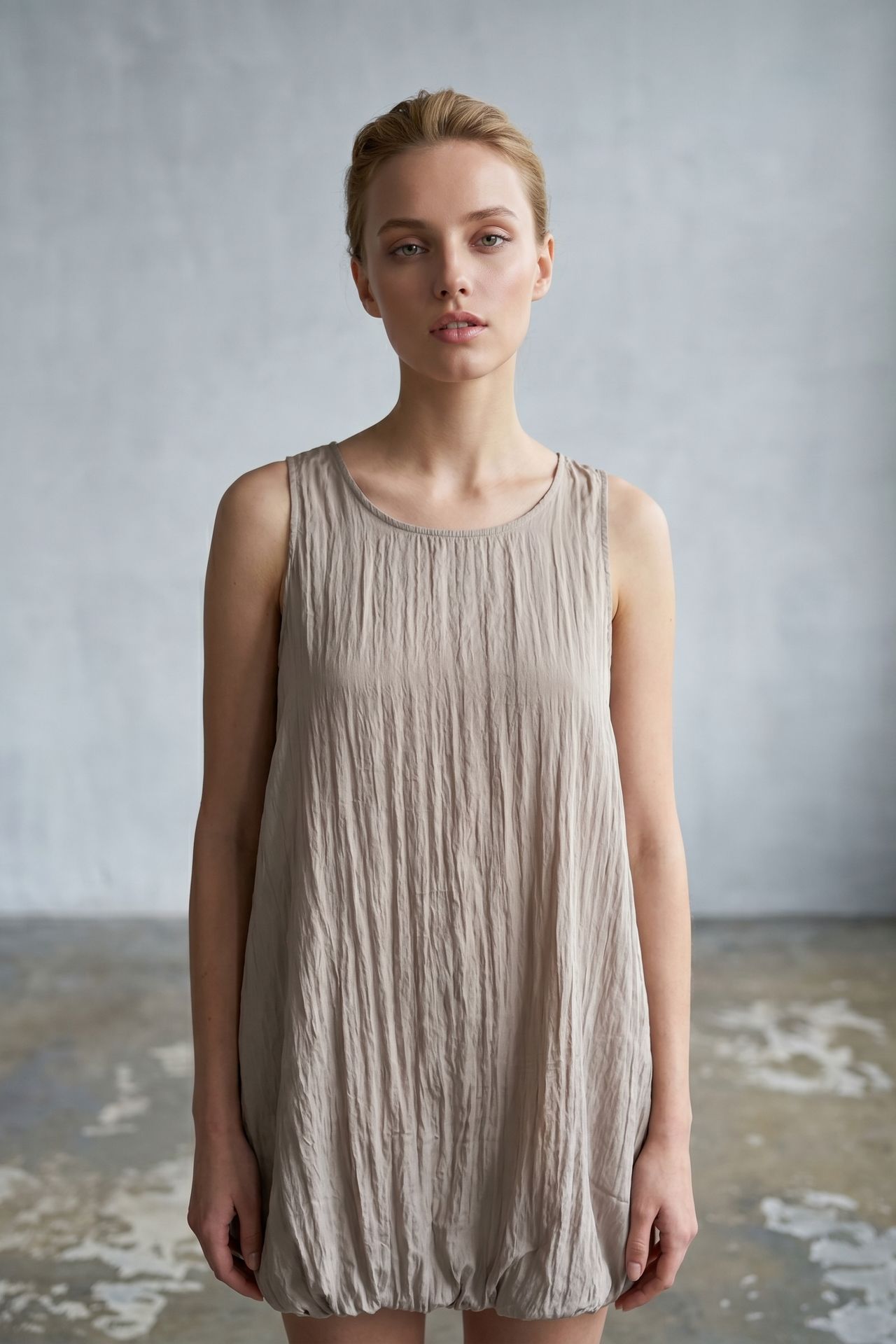 MY FASHION Loose Mini Dress in Textured Lyocell 5