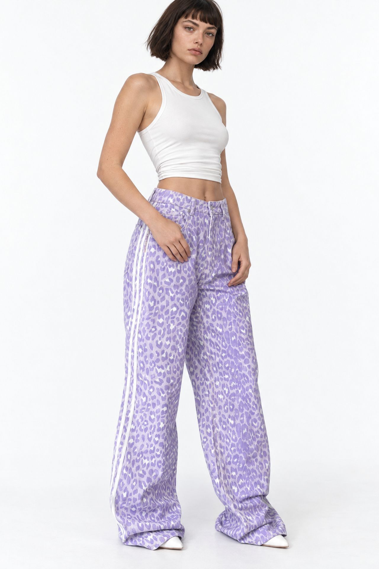 SQUALO High Waist Wide Leg Leopard Trousers 4