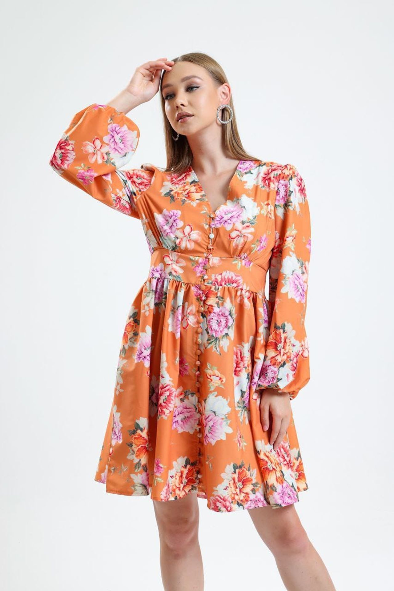 MSN Frilly Floral V-Neck Mini Dress 3