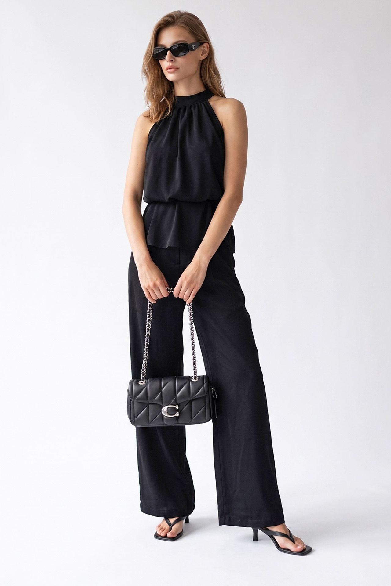 MIXRAY Halter Blouse And Wide-leg Pants Set 3
