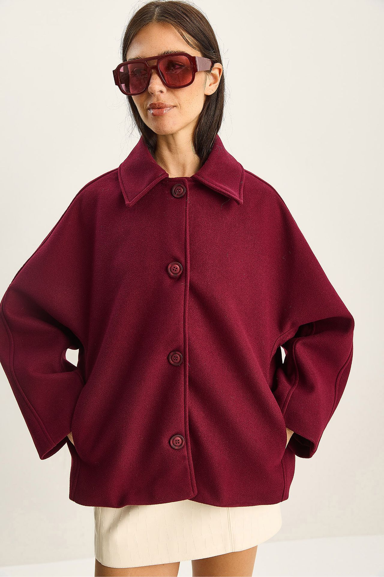 LUCCI Oversized Plush Coat with Fur Collar 6