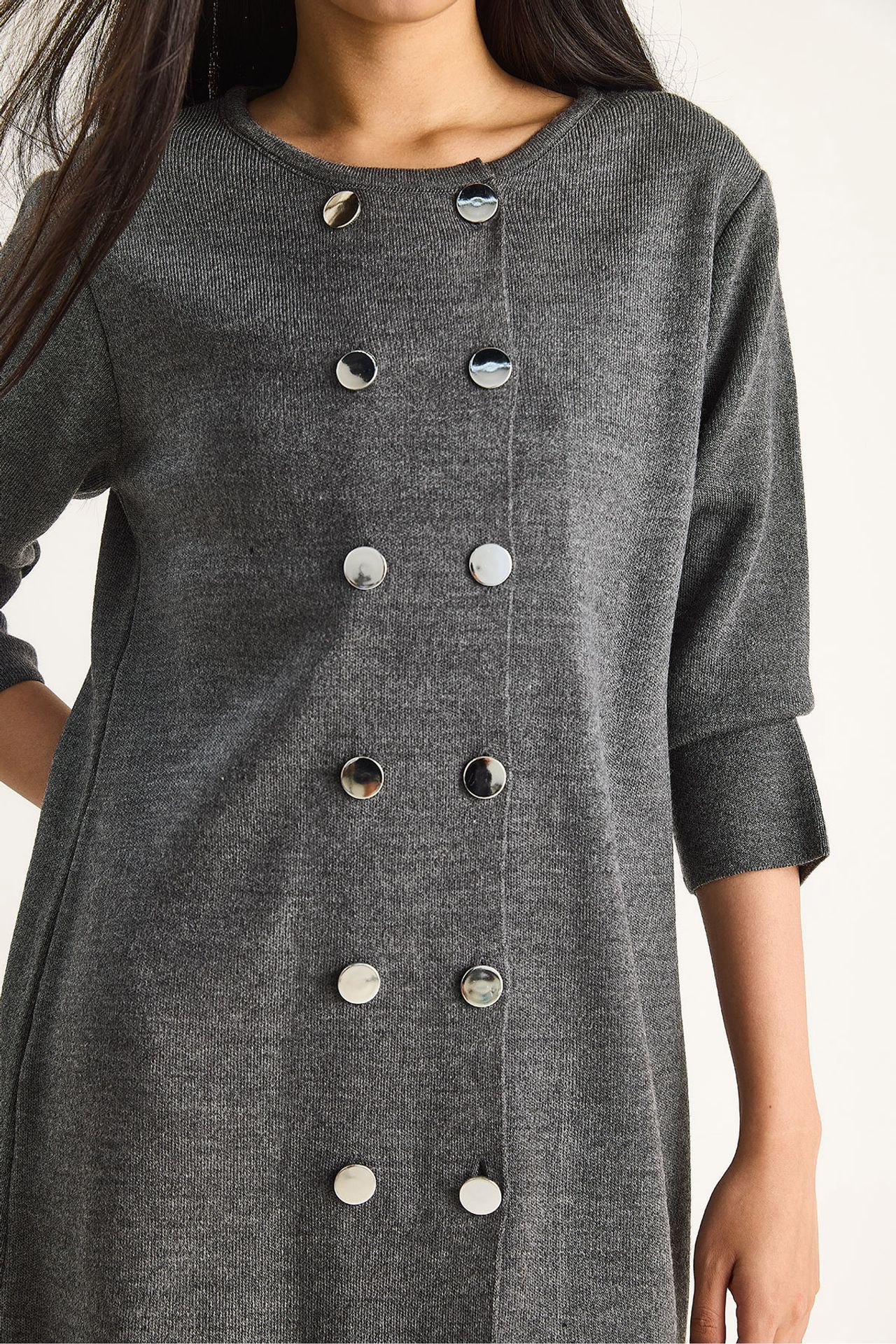 LUCCI Knit Mini Dress with Buttoned 5
