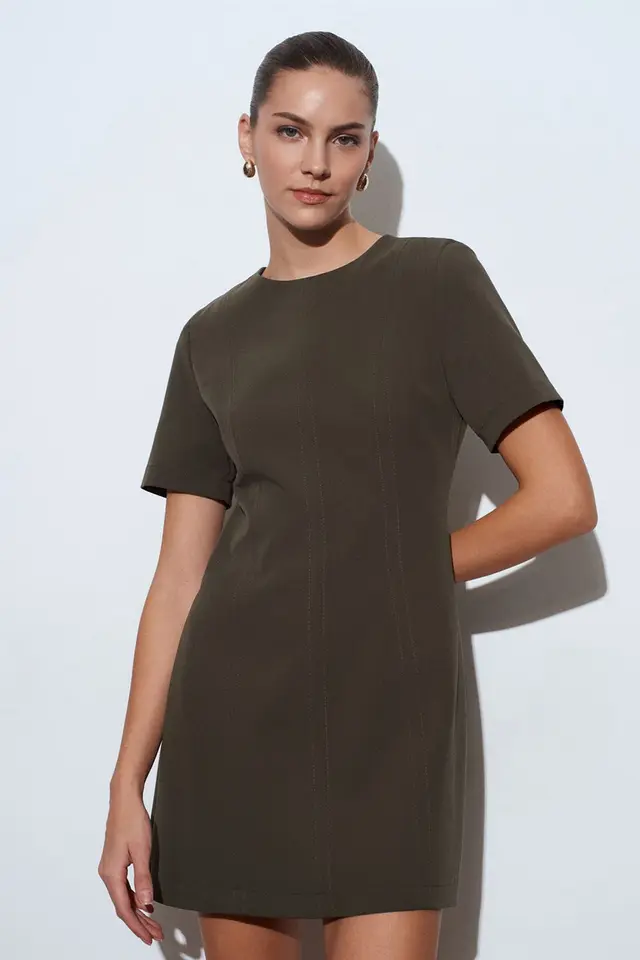 DILVIN Mini Shift Dress With Zipper