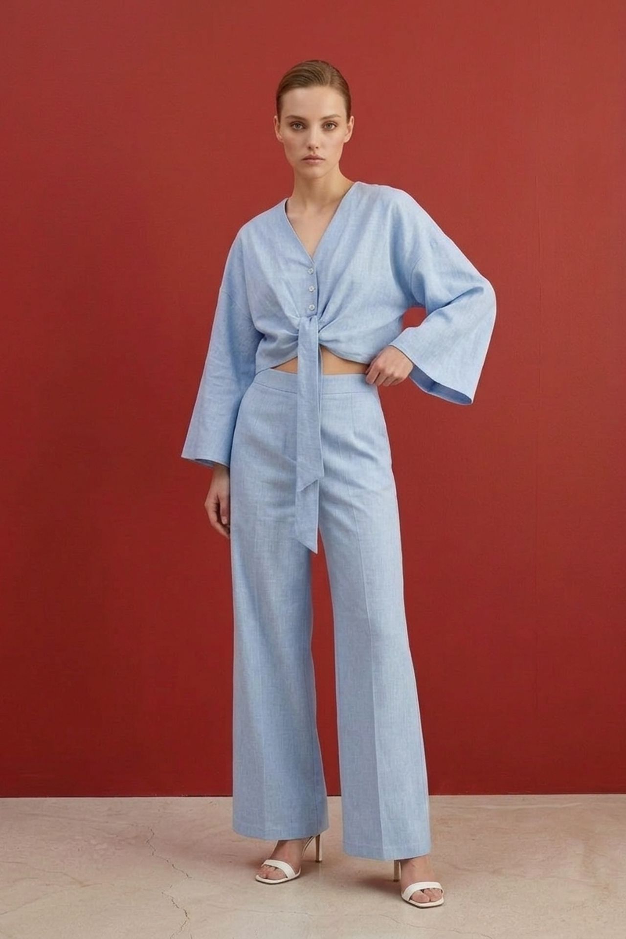 MY FASHION Cotton Co-ord Set with Tie Detail 3