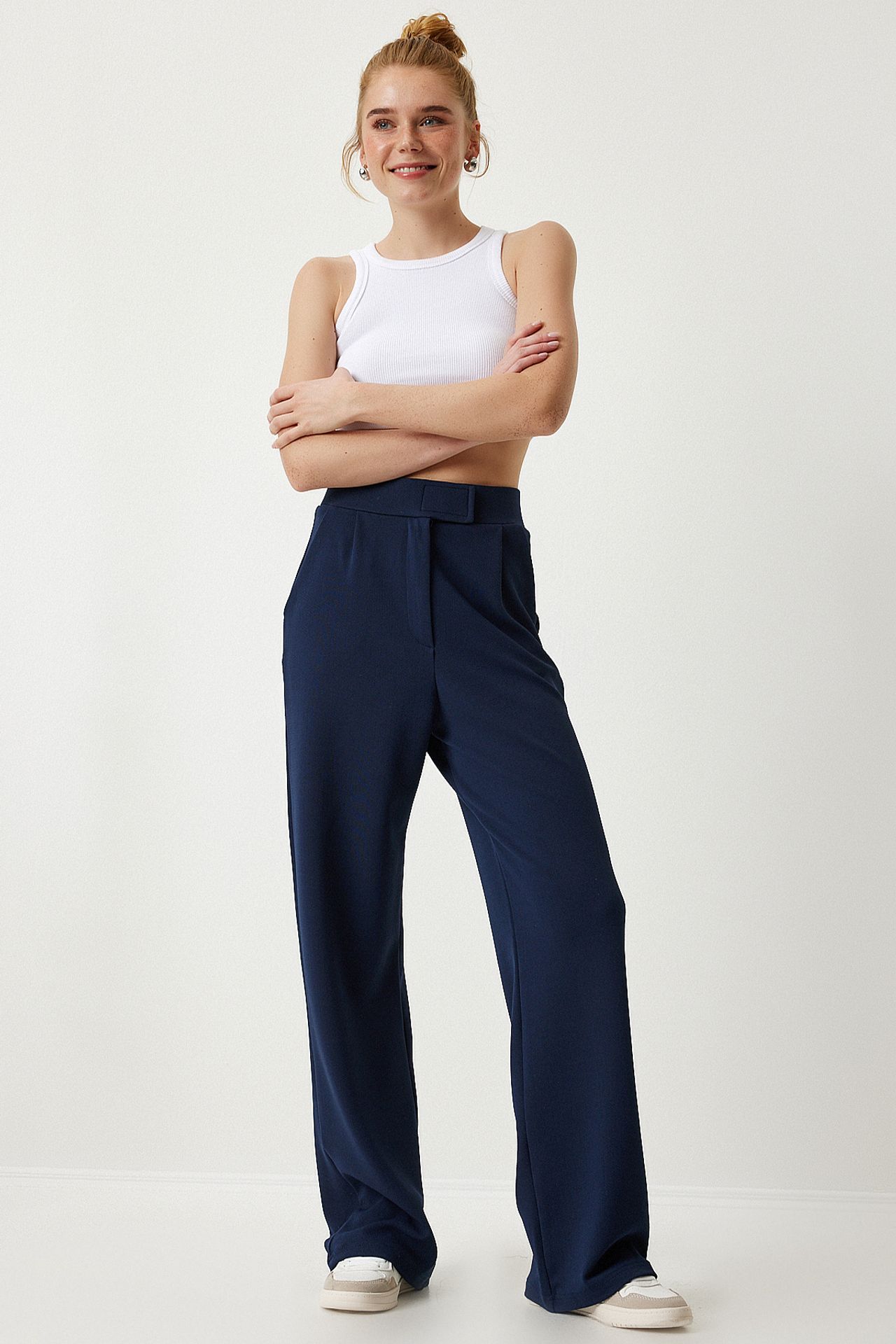 ISTANBUL High Waist Textured Palazzo Pants 1