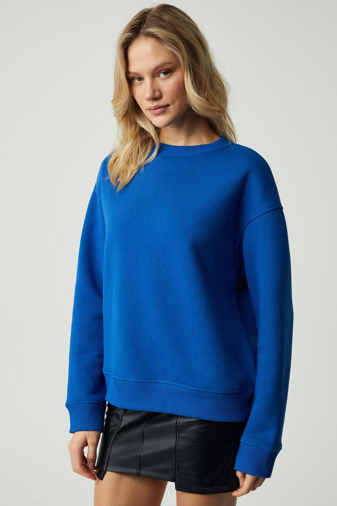 GRIMELANGE Geniş Kesimli Fitilli Bisiklet Yaka Sweatshirt 1